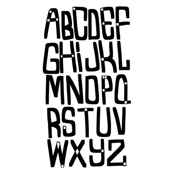 Elegante Alfabeto Allungato Lettere Design Moderno Bianco Nero Adatto Vari — Vettoriale Stock