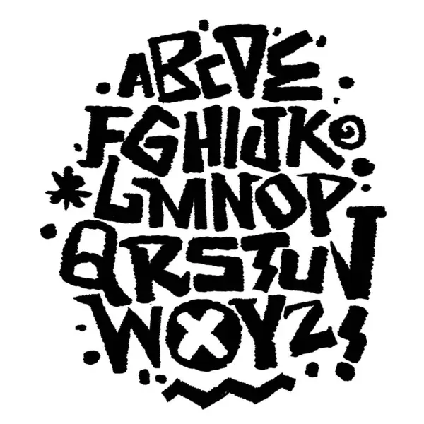Dieses Bild Zeigt Ein Fettes Handgezeichnetes Graffiti Alphabet Bubble Stil Vektorgrafiken
