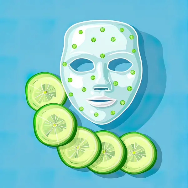 Una Maschera Facciale Illustrata Ornata Vivaci Fette Lime Verde Uno — Foto Stock