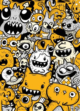 Çizgi film canavarlarının renkli karalama sanatı içinde etkileyici ve oyuncu tasarımlar içeren kaprisli bir araya gelişi. Yaratıcı eğlence kavramı