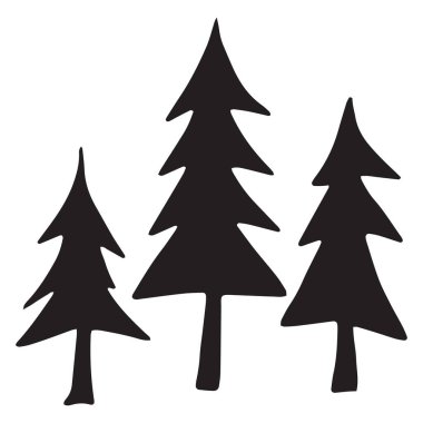 Ayrıntılı dalları olan bir çam ağacının silueti beyaz bir arka planda izole edilmiş, uzun, ince biçimini ve doğal güzelliğini vurguluyor..