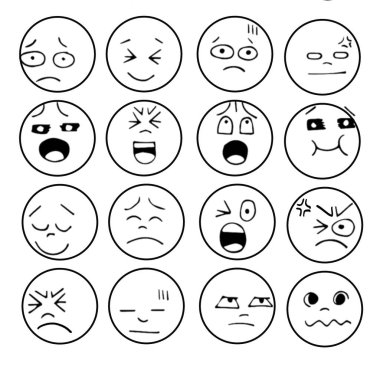 An Emotional expressions in various cartoon faces, showcasing range of feelings clipart