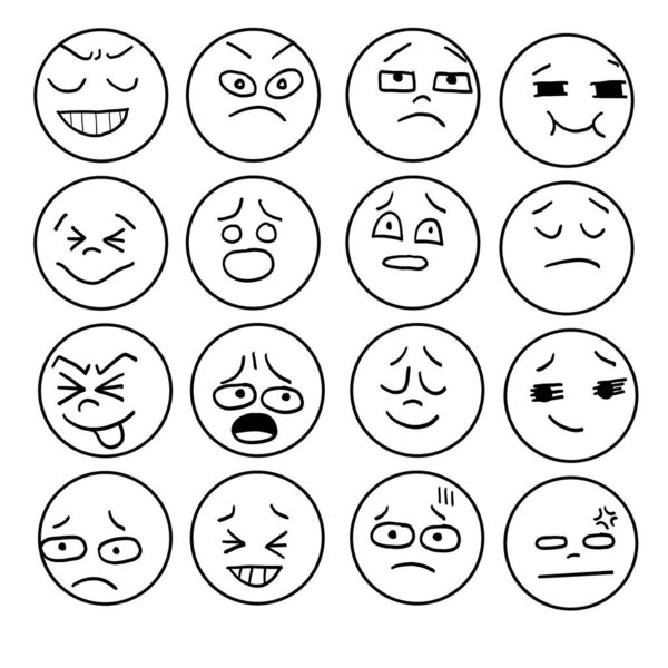 Этюд, выражающий различные эмоции, в том числе счастье, грусть и удивление