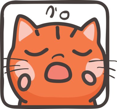 Uykulu bir ifadeyle esneyen turuncu bir kedinin el çizimi harika bir tasviri. Etiketler, emojiler ve Kawaii tasarımları için mükemmel..