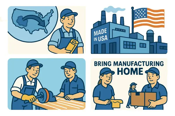 Üretim yapan ABD 'li işçiler üretim endüstrisi ekip çalışması evi