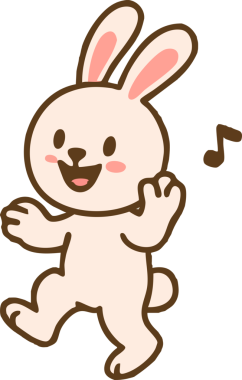 Pembe kulaklı, dans eden ve şarkı söyleyen sevimli bir tavşan karakteri. Bu neşeli illüstrasyon neşeli ve neşeli ruhu yakalar, çocuk temaları ve eğlenceli tasarımlar için mükemmeldir.