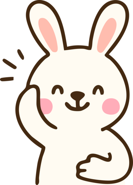 Sevimli bir çizgi film tavşanı mutlu bir şekilde el sallıyor, pembe aksanlı, kulaklı ve yanaklı beyaz bir vücudu var. Bu neşeli karakter neşe ve arkadaşlığı simgeler, çocuk çizimleri veya şakacı çizimler için mükemmeldir.