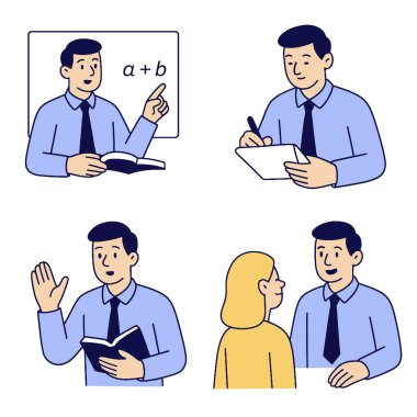 Konseptleri açıklayan ve sınıf ortamında öğrencilerle ilgilenen bir öğretmen