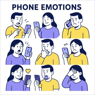 Bir telefon duyguları akıllı telefon etkileşimlerine çeşitli tepkiler gösterir, duyguları vurgular