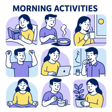 Sabah etkinlikleri arasında okumak, yemek yapmak, kahveden zevk almak ve farkındalık çalışmaktır.