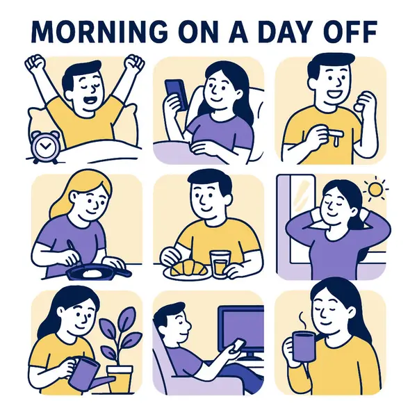 Çeşitli aktivitelerle boş günlerinde rahatlatıcı bir sabah rutini.