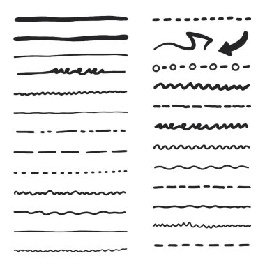 Düz, dalgalı ve noktalı desenler de dahil olmak üzere çeşitli çizgiler çizdi. Tasarım için ideal.