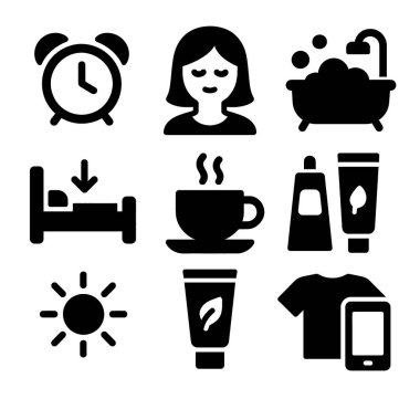 Günlük rutinleri ve rahatlama ve refah gibi kişisel bakım faaliyetlerini temsil eden bir simge