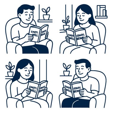 Samimi ortamda duygusal refahı okuyan, sakin atmosferi yansıtan bir kişi.