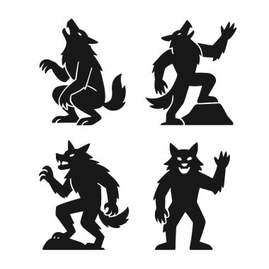 A coloring book coloring page featuring werewolf silhouettes for fun coloring book coloring page
