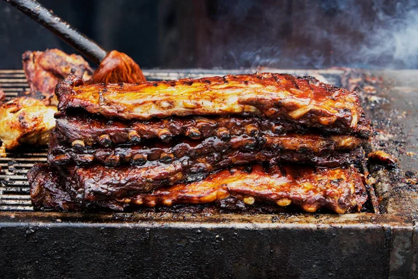 Ribfest Food Festival Ribs Abd Chicken Pulled Pork Barbecue Grill — Stock Photo, Image