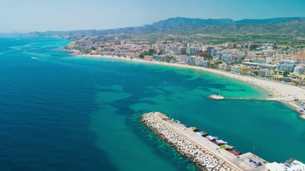 Aerial Drone View Vila Joiosa Villajoyosa Alicante Costa Blanca Spain — Stock Video