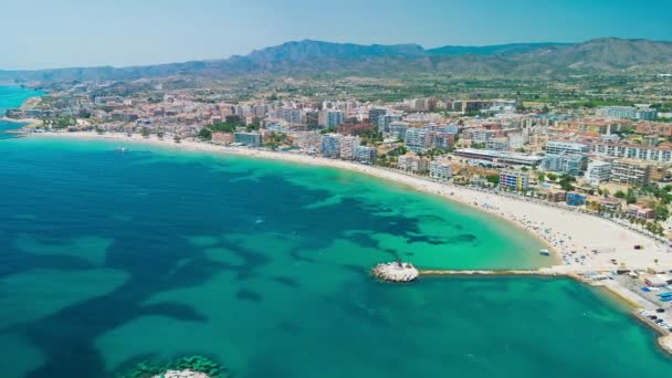 Pemandangan Drone Udara Vila Joiosa Villajoyosa Dekat Alicante Costa Blanca — Stok Video