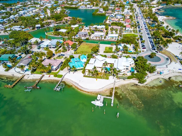 Aerial View Sombrero Beach Palm Trees Florida Keys Marathon Florida — Stock Photo, Image