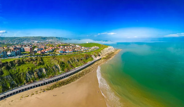 Stock image Aerial drone view of the english coast in Folkestone, Kent