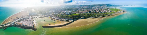Aerial Drone View English Coast Folkestone Kent — Stock Photo, Image