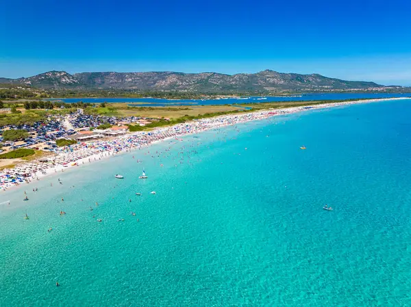 Вид Воздуха Пляж Синта Сардинии Бирюзовым Морем Италия — стоковое фото