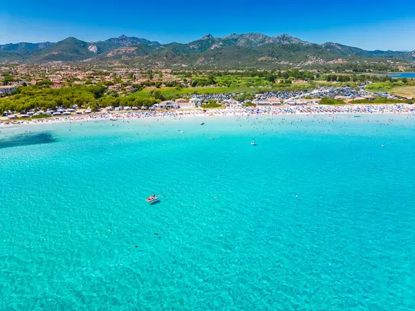 Uitzicht Vanuit Lucht Het Strand Van Cinta Sardinië Met Turquoise — Stockfoto