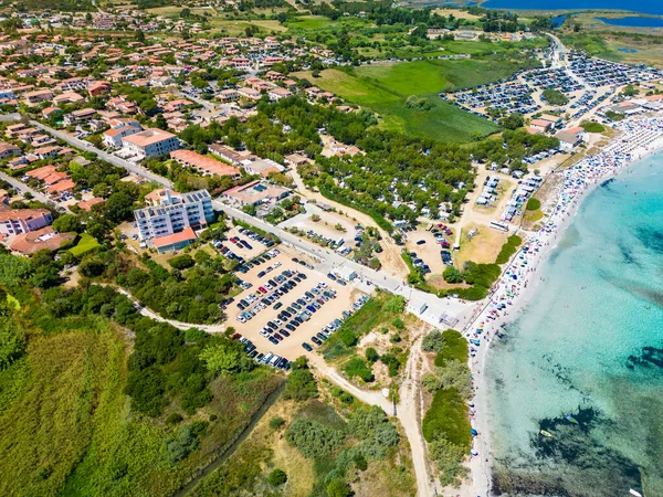 Vista Aérea Playa Cinta Cerdeña Con Mar Turquesa Italia —  Fotos de Stock