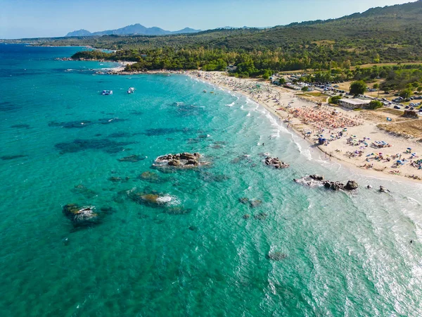 Vista Aérea Playa Orr Tortol Cerdeña Italia —  Fotos de Stock