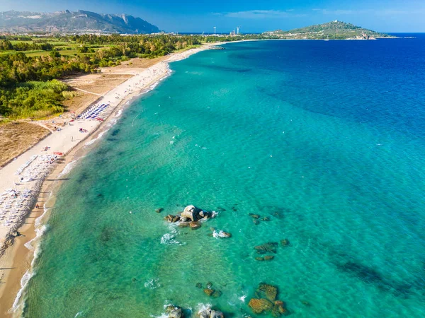 Aerial Drone View Beach Orr Tortol Sardinia Italy — Stock Photo, Image