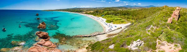 Drone Aereo Vista Panoramica Sulla Spiaggia Cea Con Rocce Rosse — Foto Stock