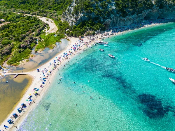 Aerial Drone View Vibráló Cala Luna Beach Szardínia Szigetén Olaszország — Stock Fotó