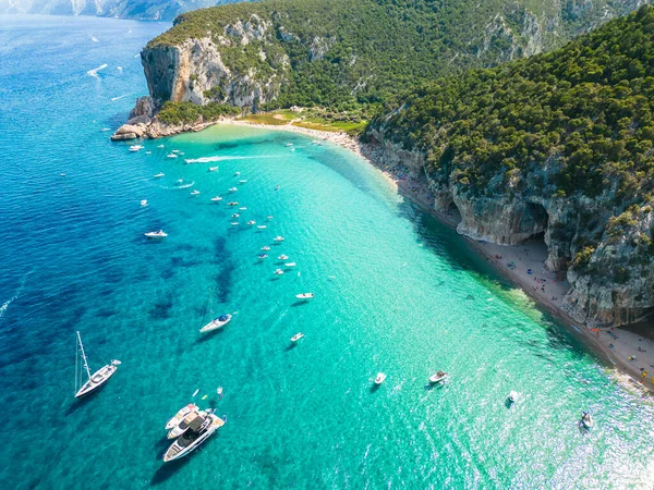 Vista Aérea Drones Vibrante Praia Cala Luna Ilha Sardenha Itália — Fotografia de Stock