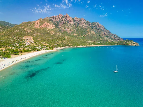 Letecké Panorama Foxi Manna Beach Tertenii Sardinie Itálie — Stock fotografie