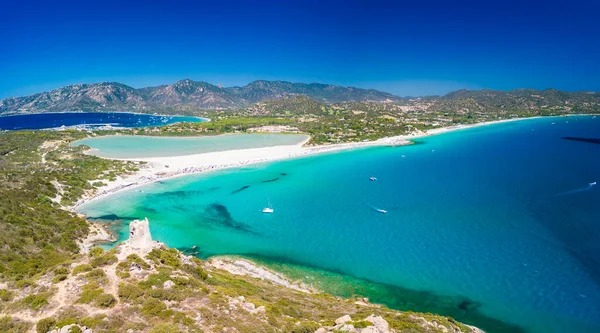 Аеропорт Зробив Панорамний Вид Пляж Вежу Порту Джунко Вільясіміусі Сардинія — стокове фото