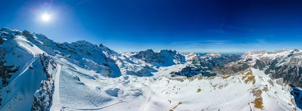 Paesaggio Invernale Panoramico Aereo Nelle Alpi Svizzere Famosa Engelgerg Località — Foto Stock