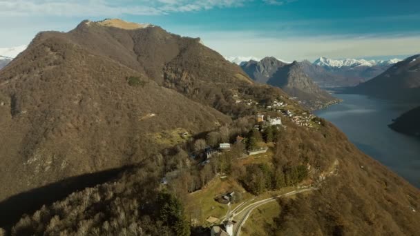 Lugano Sviçre Göl Dağlarla Çevrili Sviçre Şehrinin Muhteşem Manzarası — Stok video