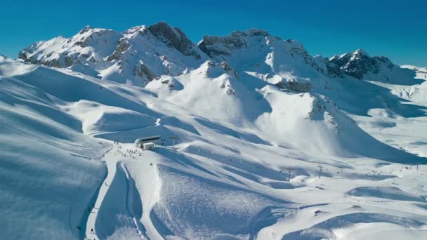 Ski Slopes Mountains Melchsee Frutt Mountain Resort Village Switzerland — Stock Video