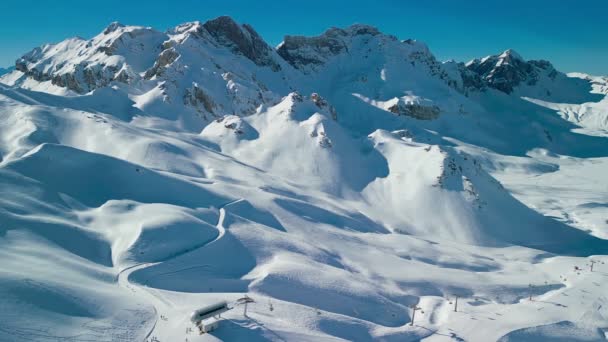 Skihellingen Bergen Melchsee Frutt Bergdorp Zwitserland — Stockvideo