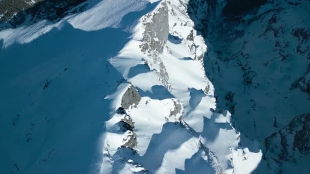 Aerial Panoramic Winter Landscape Swiss Alps Famous Engelgerg Titlis Ski — Stock Video