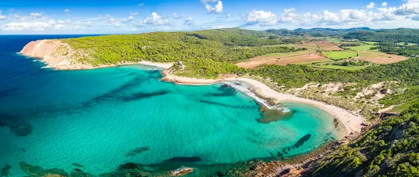 Vista Aérea Drone Menorca Cala Algariens Espanha Fotos De Bancos De Imagens