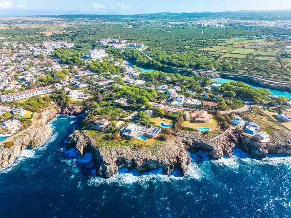 Vista Aérea Del Dron Costa Torre Del Ram Manorca España Imagen de archivo