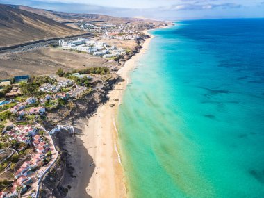 Aerial views of Butihondo and Jandia beach, Fuerteventura, Canary Islands, Spain clipart