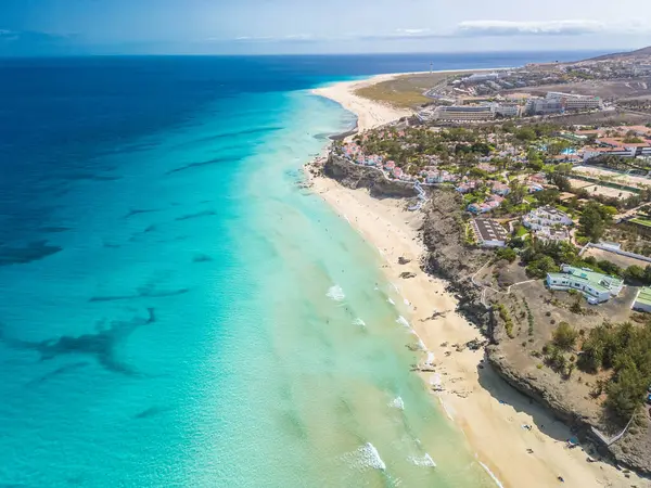 stock image Aerial views of Butihondo and Jandia beach, Fuerteventura, Canary Islands, Spain