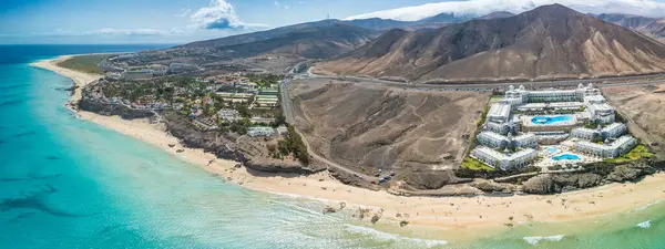 stock image Aerial views of Butihondo and Jandia beach, Fuerteventura, Canary Islands, Spain