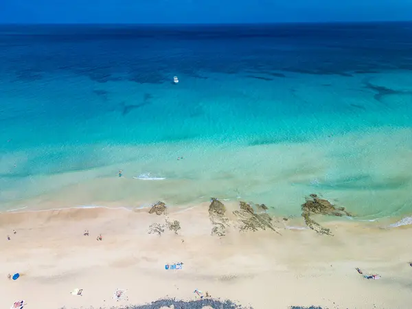 stock image Aerial views of Butihondo and Jandia beach, Fuerteventura, Canary Islands, Spain