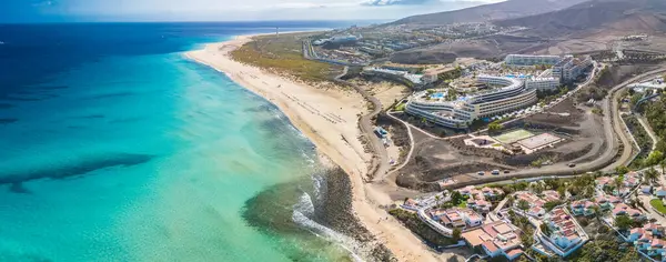 stock image Aerial views of Butihondo and Jandia beach, Fuerteventura, Canary Islands, Spain