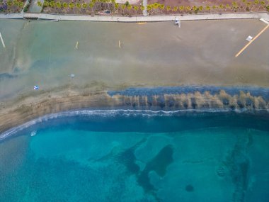 Aerial drone view of Las Playitas fishing town and the beach, Fuerteventura, Canary Islands, Spain clipart