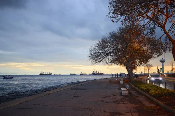 Istambul Turquia Novembro 2022 Pôr Sol Frente Mar Mar Mármara — Fotografia de Stock