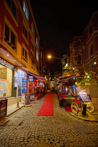 Istambul Turquia Novembro 2022 Imagens Noturnas Das Ruas Antigo Centro — Fotografia de Stock